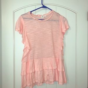 Gap pink cap sleeve ruffle peplum tee shirt